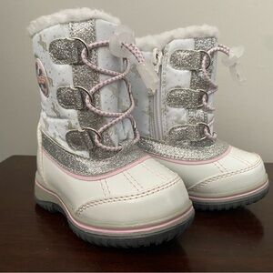 White and Silver Kids' Winter Boots